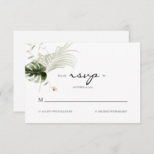 Elegant Boho Floral Greenery Wedding RSVP Kaartje (Voorkant / Achterkant)