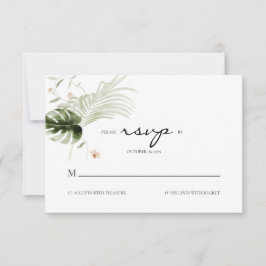 Elegant Boho Floral Greenery Wedding RSVP Kaartje