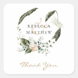 Elegant Boho Floral Greenery Wedding Vierkante Sticker
