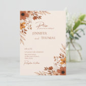 Elegant boho Floral Hand-Drawn Wedding Kaart (Staand voorkant)