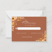 Elegant boho Floral Hand-Drawn  Wedding RSVP Notitiekaartje (Voorkant)