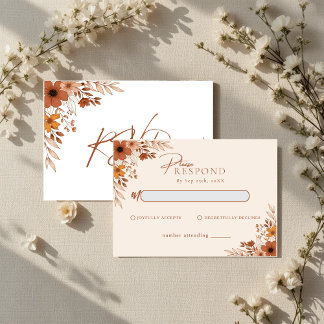 Elegant boho Floral Hand-Drawn  Wedding RSVP Notitiekaartje