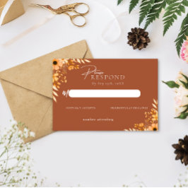 Elegant boho Floral Hand-Drawn  Wedding RSVP Notitiekaartje