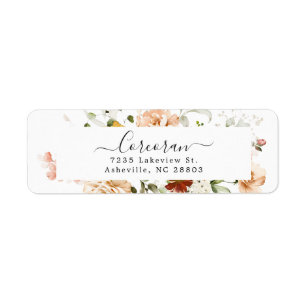 Elegant Boho Floral Handgeschreven retouradres Etiket