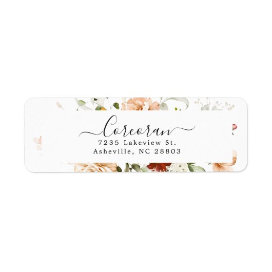 Elegant Boho Floral Handgeschreven retouradres Etiket (Voorkant)