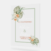 Elegant Boho Floral Herfst Beach bruiloft Welkom Acryl Bord (Hoek)