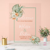 Elegant Boho Floral Herfst Beach bruiloft Welkom Acryl Bord (Huwelijk)