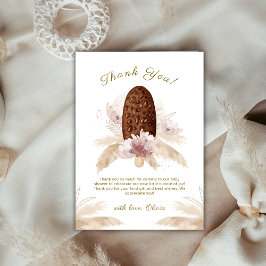 Elegant Boho Floral Ice Cream Pop Baby shower Bedankkaart