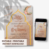Elegant Boho Floral Iftar Dinner Ramadan Kaart