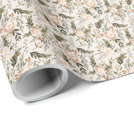Elegant Boho Floral Ivory Terracotta Cadeaupapier