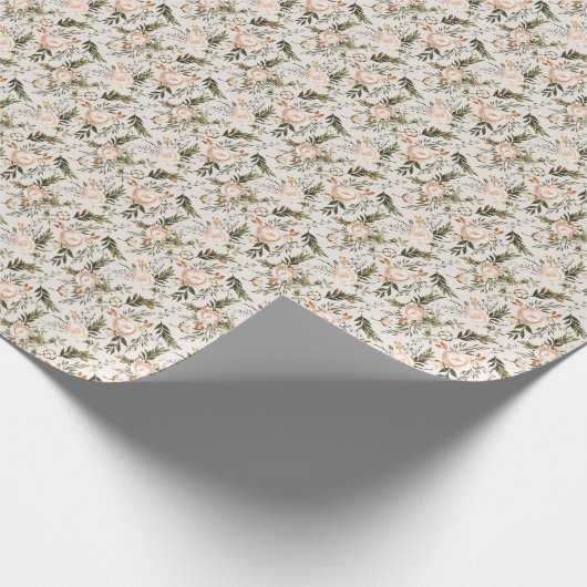 Elegant Boho Floral Ivory Terracotta Cadeaupapier (Hoek)