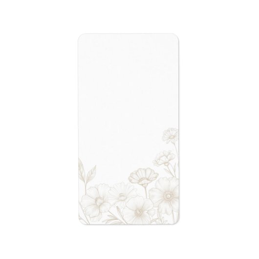 Elegant Boho Floral Line Art Frame Background Etiket (Voorkant)