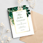 Elegant Boho Floral Modern Emerald Green Wedding Kaart