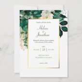 Elegant Boho Floral Modern Emerald Green Wedding Kaart (Voorkant)