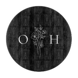 Elegant Boho Floral Monogram Cutting Board Snijplank