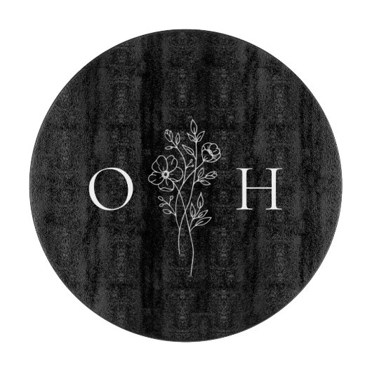 Elegant Boho Floral Monogram Cutting Board Snijplank (Voorkant)