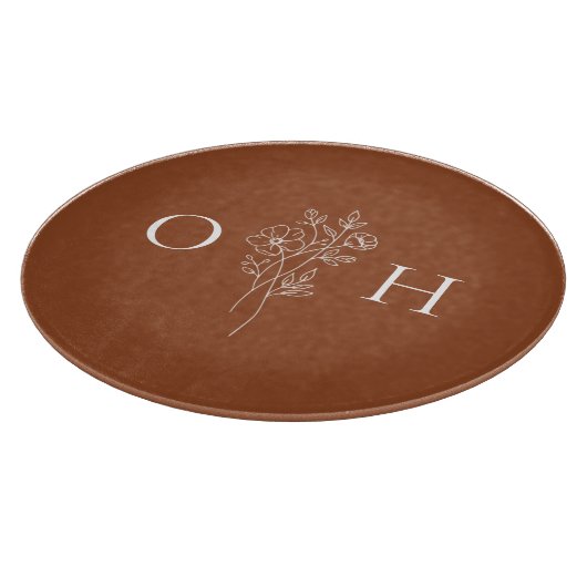 Elegant Boho Floral Monogram Snijplank (Hoek)
