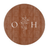 Elegant Boho Floral Monogram Snijplank (Voorkant)