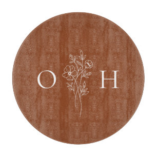 Elegant Boho Floral Monogram Snijplank