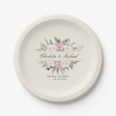 Elegant Boho Floral Monogram Vrijgezellenfeest Papieren Bordje (Voorkant)