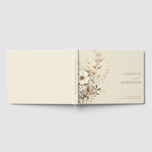 Elegant Boho Floral Monogram Wedding Gastenboek (Volledig)