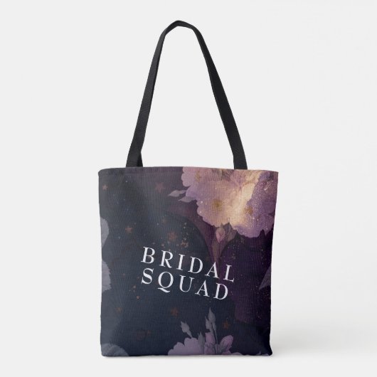 Elegant Boho Floral Paars Fantasy Bride Maids Tote Bag (Achterkant)
