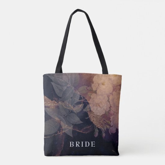 Elegant Boho Floral Paarse Fantasy Bride Tote Bag (Achterkant)