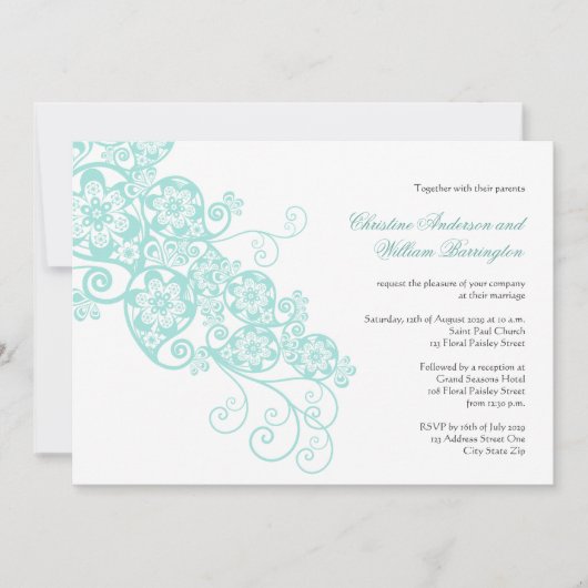  Elegant Boho Floral Paisley Wedding Invite Kaart (Voorkant)