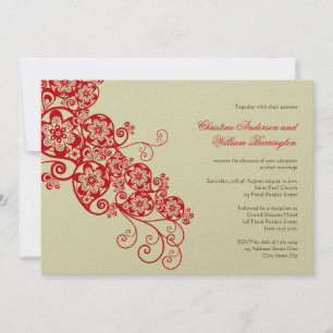 Elegant Boho Floral Paisley Wedding Invite Kaart