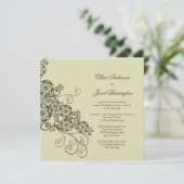 Elegant Boho Floral Paisley Wedding Invite Kaart (Staand voorkant)