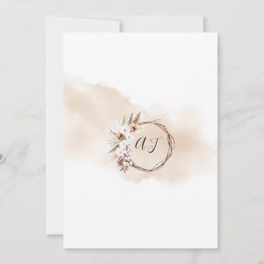 Elegant Boho Floral Pampas Foto Save The Date (Achterkant)