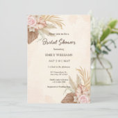 Elegant Boho Floral Pampas Grass Bridal Shower Kaart (Staand voorkant)