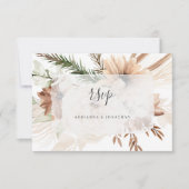 Elegant Boho Floral Pampas RSVP Kaartje (Voorkant)