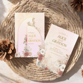 Elegant Boho Floral Purple Pink Modern Wedding  Kaart