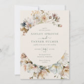 Elegant Boho Floral QR Code Foto bruiloft Kaart (Voorkant)