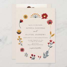 Elegant Boho Floral QR Code Foto bruiloft Kaart