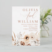 Elegant Boho Floral Roos Gold Wedding Folie Uitnodiging (Staand Voorkant)