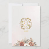 Elegant Boho Floral Rose Pink Modern Wedding  Kaart (Achterkant)