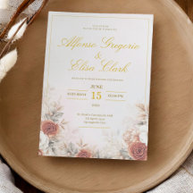 Elegant Boho Floral Rose Soft Pink Modern Wedding 