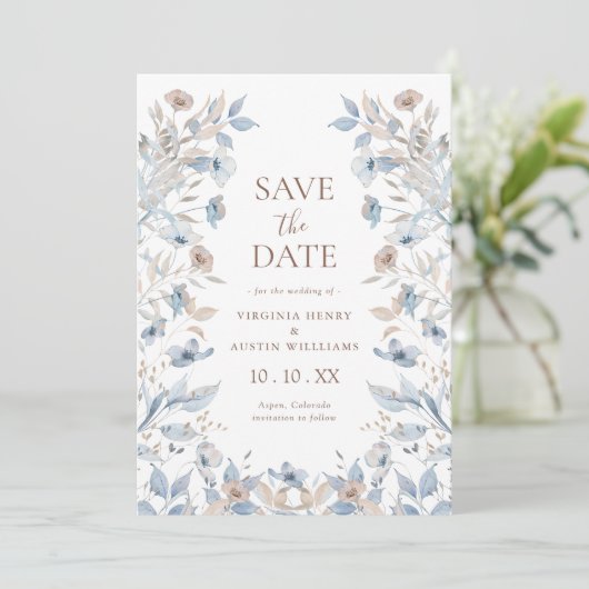 Elegant Boho Floral Save The Date (Staand voorkant)