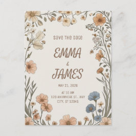 Elegant Boho Floral Save the Date Card Aankondigingskaart