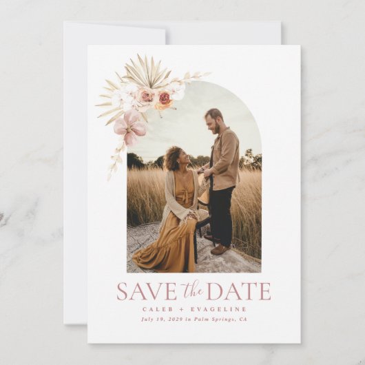 Elegant Boho Floral Save the Date Kaart (Voorkant)