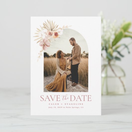 Elegant Boho Floral Save the Date Kaart (Staand voorkant)