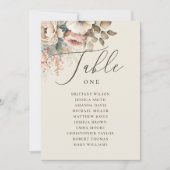 Elegant boho floral script bruiloft-zittingskaart kaart (Voorkant)