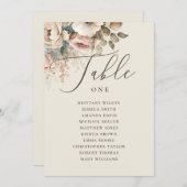 Elegant boho floral script bruiloft-zittingskaart kaart (Voorkant / Achterkant)