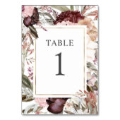 Elegant Boho Floral Table Number van de gekantelde Kaart (Achterkant)