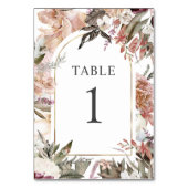 Elegant Boho Floral Table Number van de gekantelde Kaart (Achterkant)