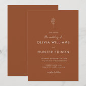 Elegant Boho Floral Terracotta Wedding Invitation Kaart (Voorkant / Achterkant)