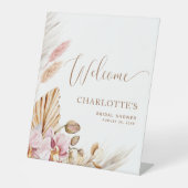 Elegant Boho Floral | Trouwdouche voetstuk teken Reclamebord Met Voetstuk (Voorkant)