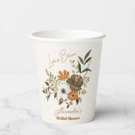 Elegant Boho Floral Vrijgezellenfeest Papieren Bekers (Achterkant)